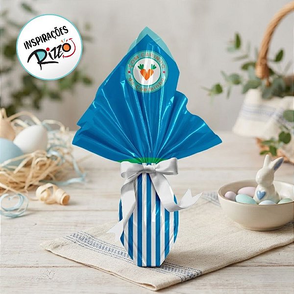 Saco Express 39x39cm para Ovos de 350g a 500g - Coelhinho Sai da Toca Azul - 25 unidades - Cromus - Rizzo