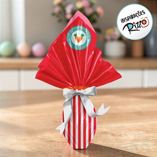 Saco Express 39x39cm para Ovos de 350g a 500g - Coelhinho Sai da Toca Vermelho - 5 unidades - Cromus - Rizzo