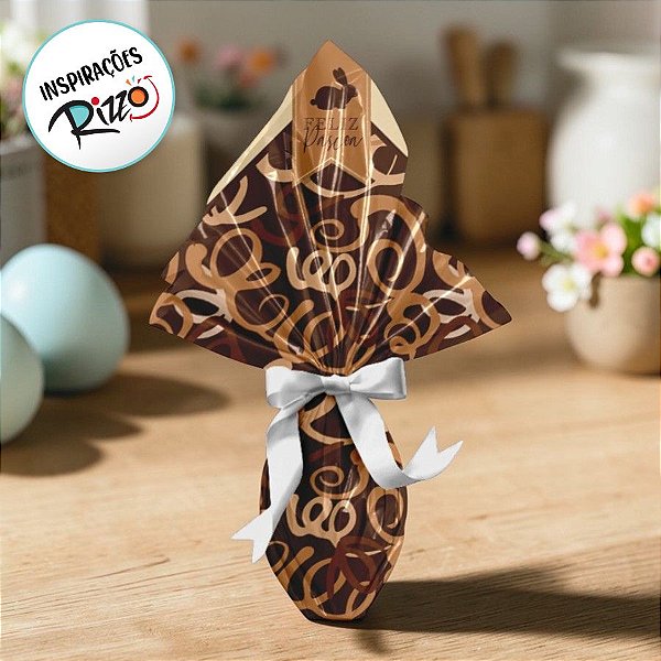 Saco Express 32x32cm para Ovos de 150g a 200g - Espiral de Chocolate - 5 unidades - Cromus - Rizzo