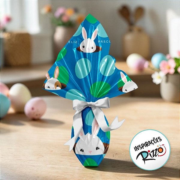 Saco Express 35x35cm para Ovos de 250g a 350g - Coelhinho Sai da Toca Azul - 5 unidades - Cromus - Rizzo