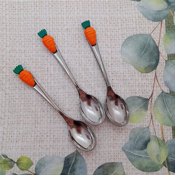 Colherzinha Decorada Páscoa Cenoura - 6 unidades - Nelyzoca Rizzo