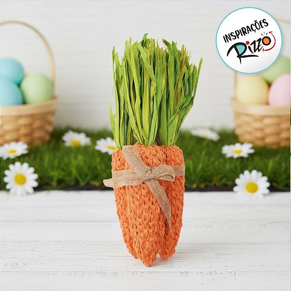 Maço com 3 Cenouras Decorativa de Barbante - 30x10cm - 1 unidade - Cromus - Rizzo