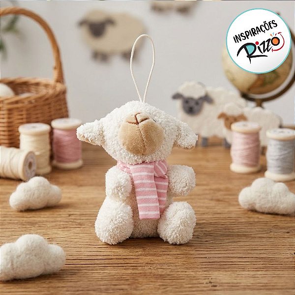 Enfeites de Pendurar Ovelinha com Cachecol de Páscoa Rosa - 11x12,5x7cm - 1 unidade - Cromus - Rizzo