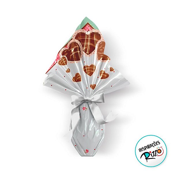 Saco Express 37,5x37,5cm para Ovos Coração de 250g a 350g - Marina - 5 unidades - Cromus - Rizzo