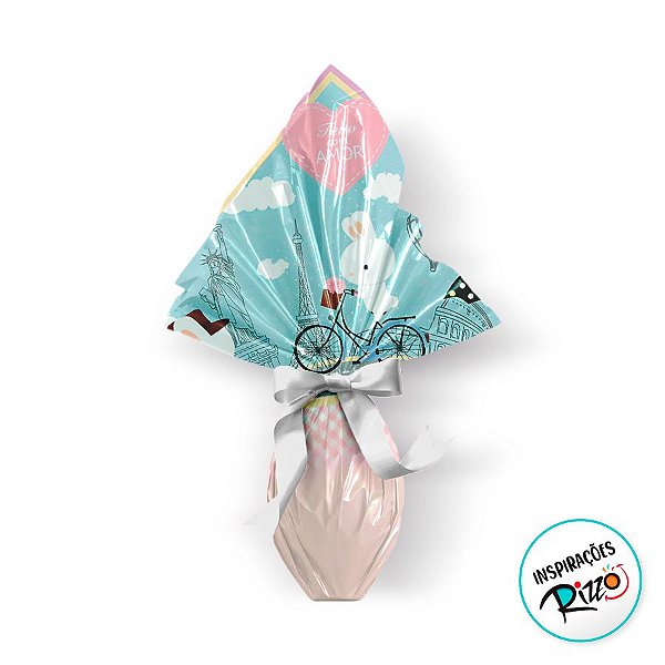 Saco Express 49x49cm para Ovos de 750g a 1kg - Coelho Viajante - 5 unidades - Cromus - Rizzo