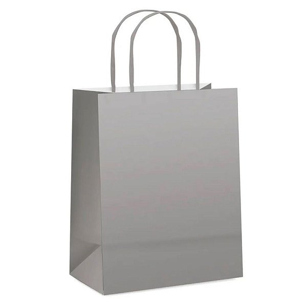 Sacola de Papel M 26x19,5x9,5cm - Prata Fosco - 10 unidades - Cromus - Rizzo
