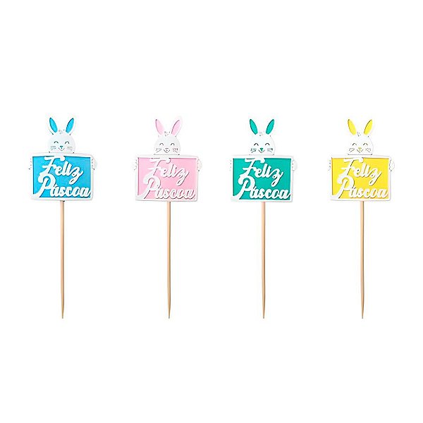 Palito Decorativo - Páscoa Colorido - 4 unidades - Rizzo