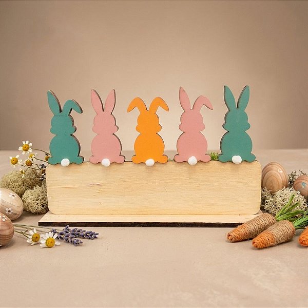 Enfeite MDF de Páscoa Coelhinhos - 1 unidade - Rizzo
