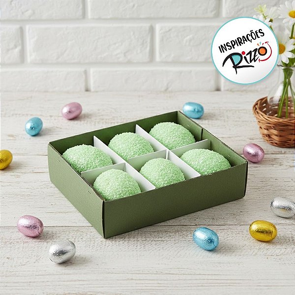 Ovinhos de Páscoa Decorativos para Pendurar - Verde Granulado - 6cm - 6 unidades - Rizzo