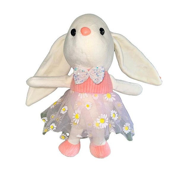 Coelha de Pelúcia Saia Margarida - Rosa - 31cm - 1 unidade - Rizzo