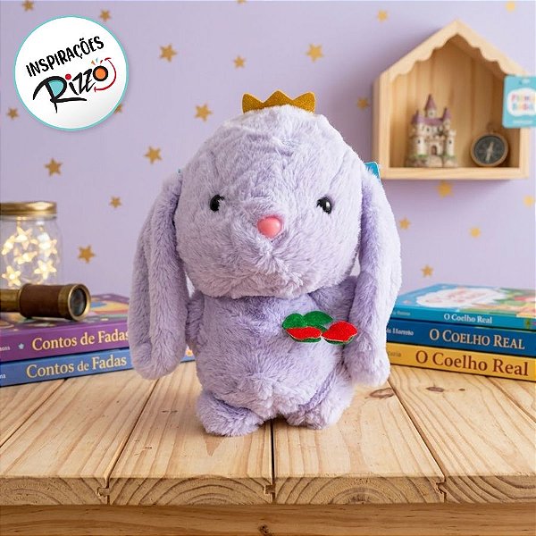 Coelho de Pelúcia Roxo com Coroa - 22cm - 1 unidade - Rizzo