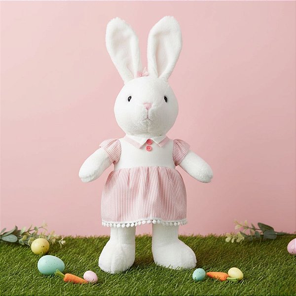 Coelha de Pelúcia de Vestido Listrada - 62cm - 1 unidade - Rizzo