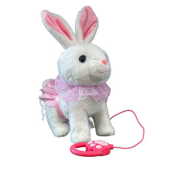 Coelho de Pelúcia com Som em Movimento - Branco - 29cm - 1 unidade - Rizzo