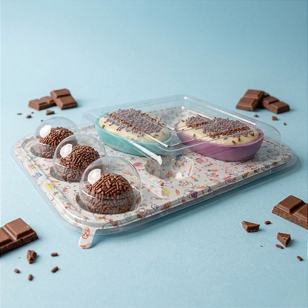 Blister 3 Brigadeiros e 4 Ovos de Páscoa de 20g - Coelho - 5 unidades - Rizzo