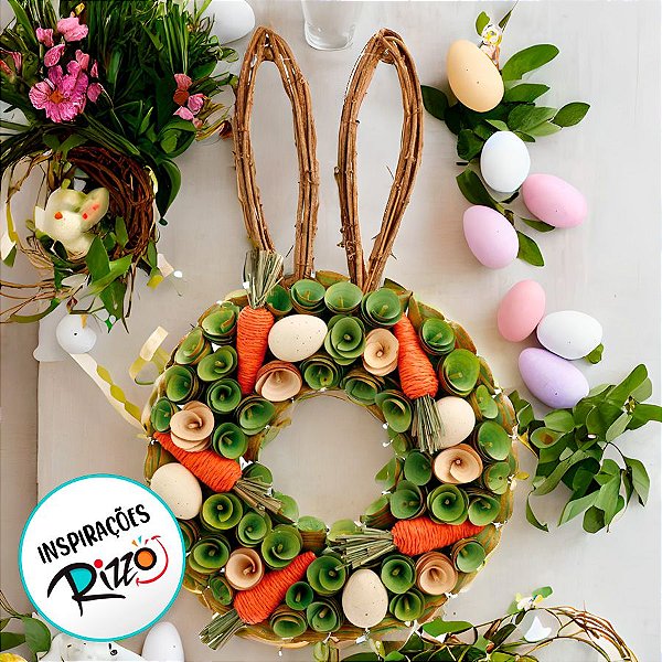 Guirlanda com Flores e Cenoura Rústico - 48cm - 1 unidade - Cromus - Rizzo