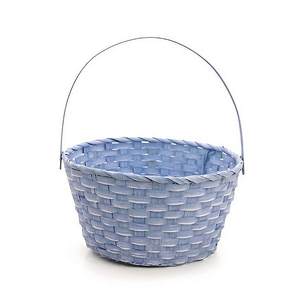 Cesta de Bambu com Alça Dobrável Redonda - Azul - 28cm - 1 unidade - Cromus - Rizzo