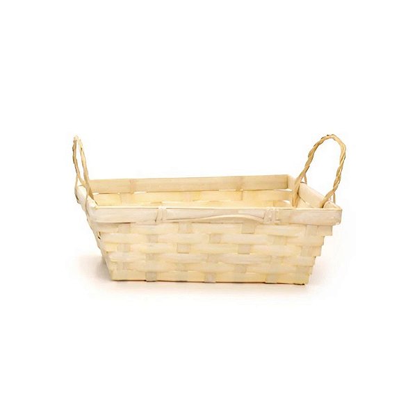 Cesta de Bambu Retangular - Amarelo - 22cm - 1 unidade - Cromus - Rizzo