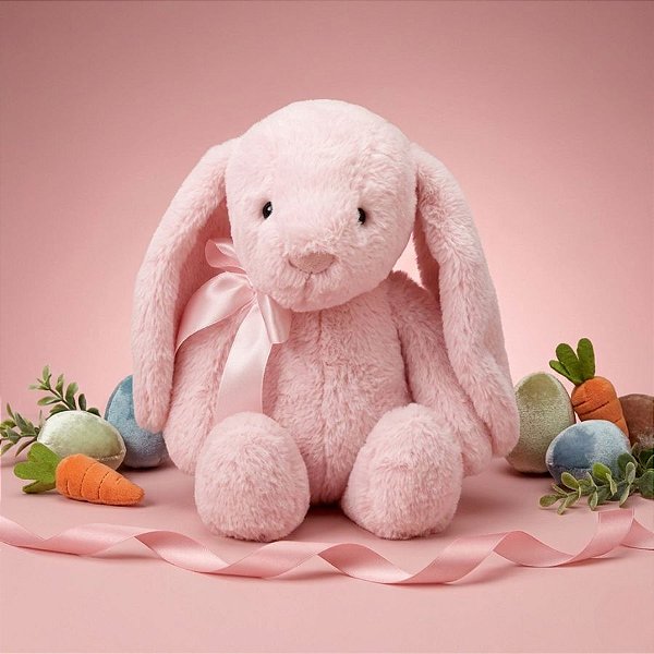 Coelho de Pelúcia com Laço - Rosa - 31cm - 1 unidade - Cromus - Rizzo