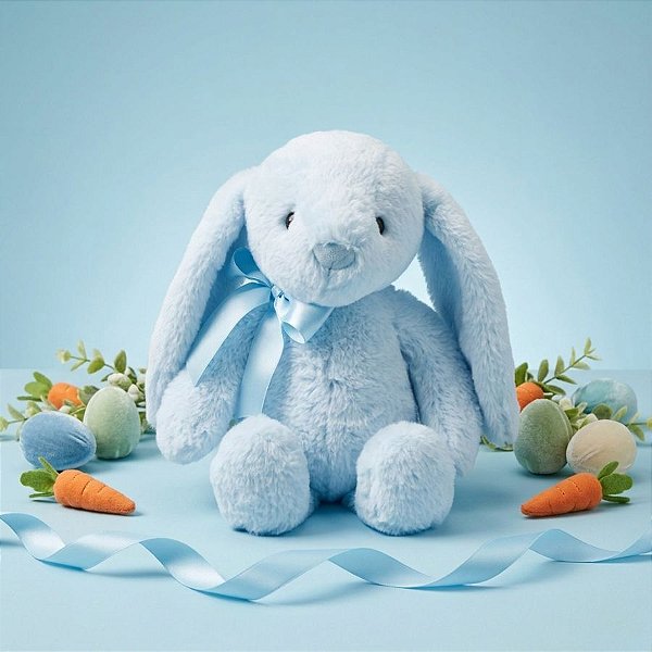Coelho de Pelúcia com Laço - Azul - 31cm - 1 unidade - Cromus - Rizzo