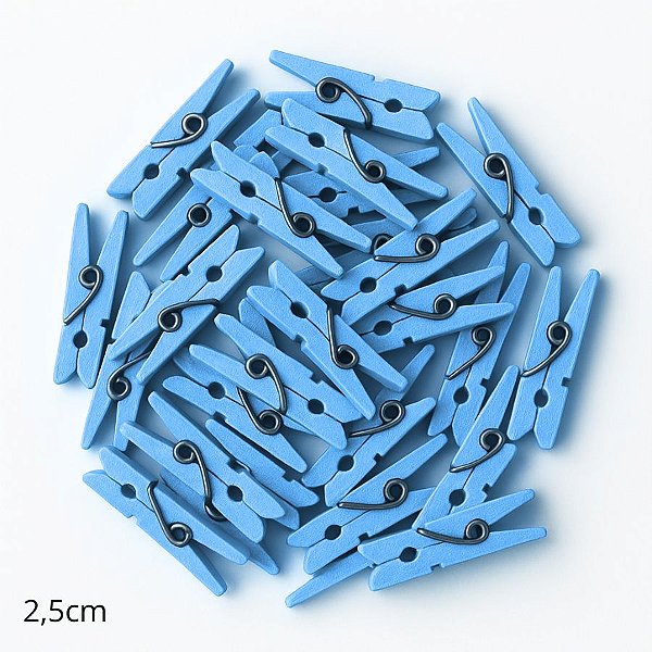 Mini Prendedor de Madeira Azul 2,5cm - 50 Unidades - Rizzo