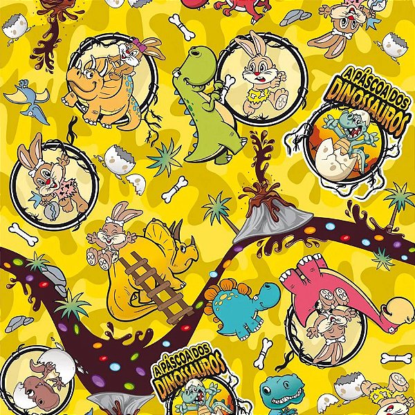 Folha para Ovos de Páscoa Dinossauros Bege 69x89cm - 25 unidades - Cromus - Rizzo