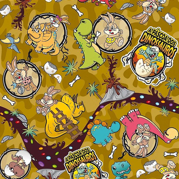 Folha para Ovos de Páscoa Dinossauros Bege 69x89cm - 5 unidades - Cromus - Rizzo