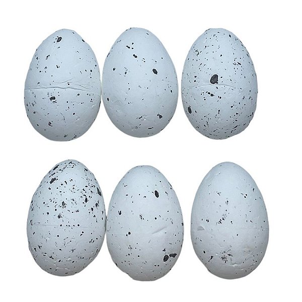 Ovos de Páscoa Branco com Respingos Pretos para Pendurar - 5,5cm - 6 unidades - Rizzo