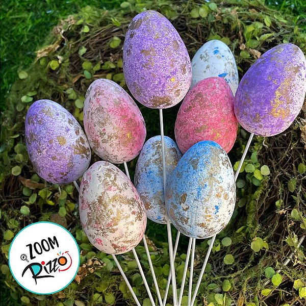 Pick Decorativo de Páscoa - Ovos Pequenos Coloridos Respingos de Páscoa - 21,5cm - 9 unidades - Rizzo