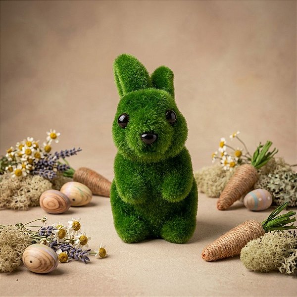 Coelho Decorativo de Grama Sentado - 10,5cm - 1 unidade - Rizzo
