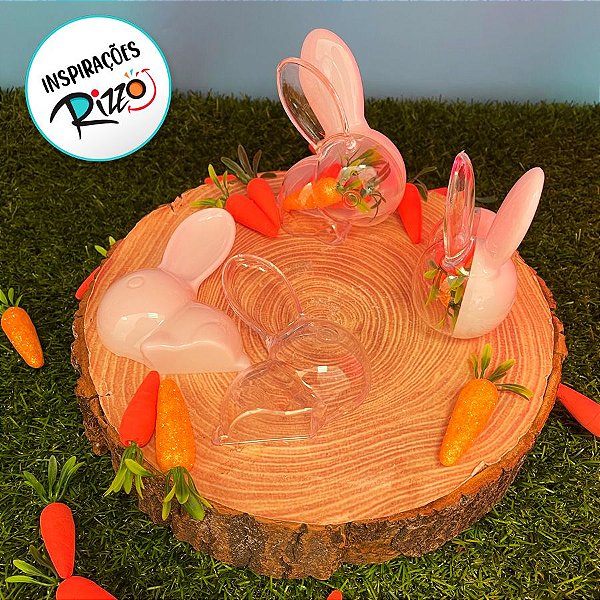 Coelhinho de Plástico Branco e Transparente - 10cm - 10 unidades - Rizzo