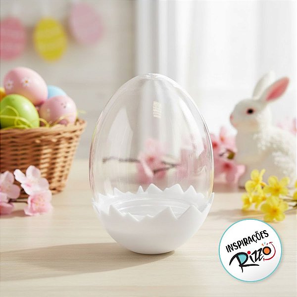 Ovo Transparente Casquinha - Base Branca - 7cm - 10 unidades - Rizzo