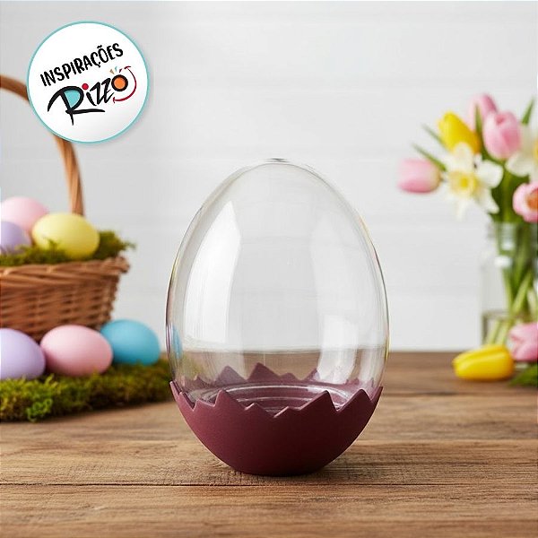 Ovo Transparente Casquinha - Base Marrom - 7cm - 10 unidades - Rizzo