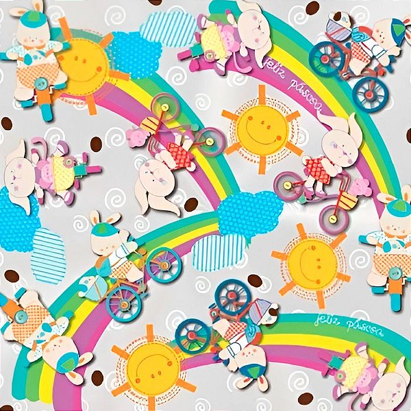 Folha para Ovos de Páscoa Arco-irís Colorido 69x89cm - 25 unidades - Cromus - Rizzo