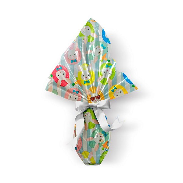 Folha para Ovos de Páscoa Double Face Coelhinhos Listras 69x89cm  - 25 unidades - Cromus - Rizzo