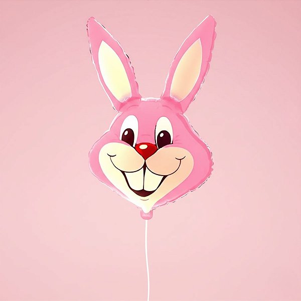 Balão de Festa Metalizado HSG 85cm - Coelho Rosa Baby - 1 unidade - Rizzo