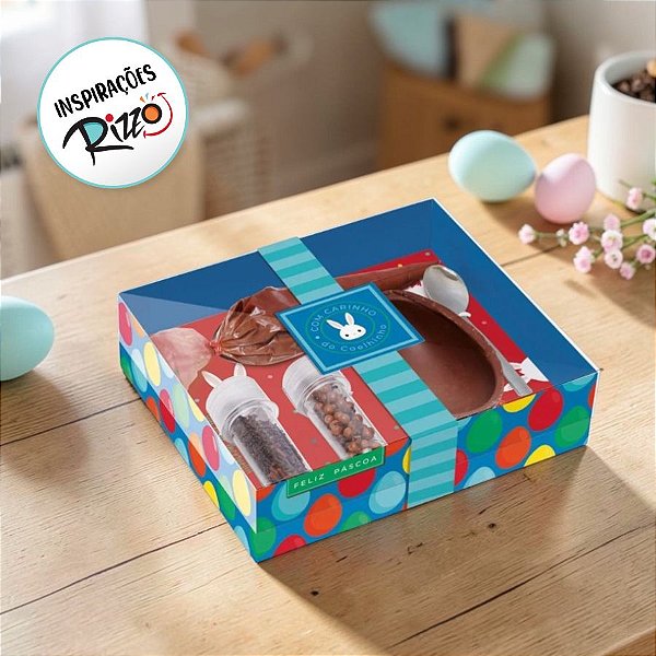 Caixa Kit Confeiteiro Coelho Sai da Toca Azul - Meio Ovo de 100g - 1 unidade - Cromus - Rizzo