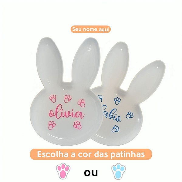 Bandeja Coelho Personalizado com Nome - Branco - 1 unidade - Rizzo