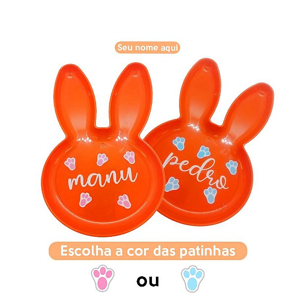 Bandeja Coelho Personalizado com Nome - Laranja - 1 unidade - Rizzo