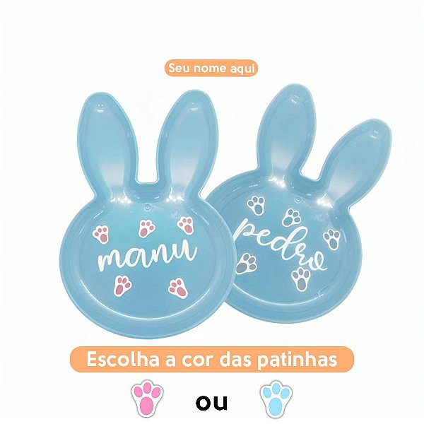 Bandeja Coelho Personalizado com Nome - Azul - 1 unidade - Rizzo