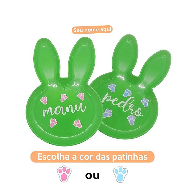 Bandeja Coelho Personalizado com Nome - Verde - 1 unidade - Rizzo