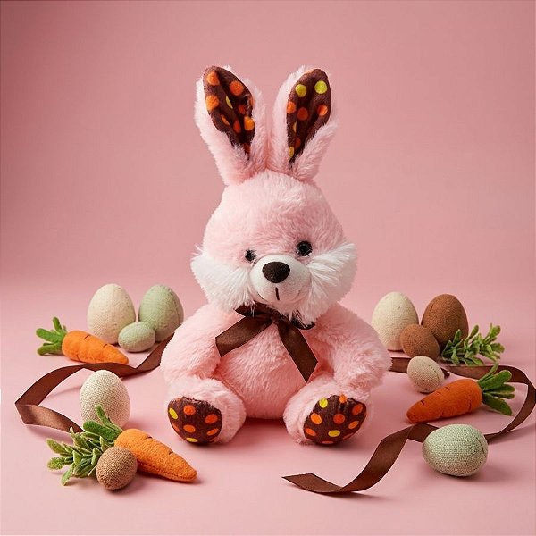 Coelho de Pelúcia Rosa - 21cm - 1 unidade - Rizzo