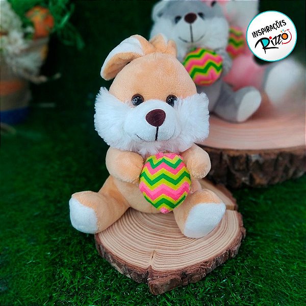 Coelho de Pelúcia Marrom - 15cm - 1 unidade - Rizzo