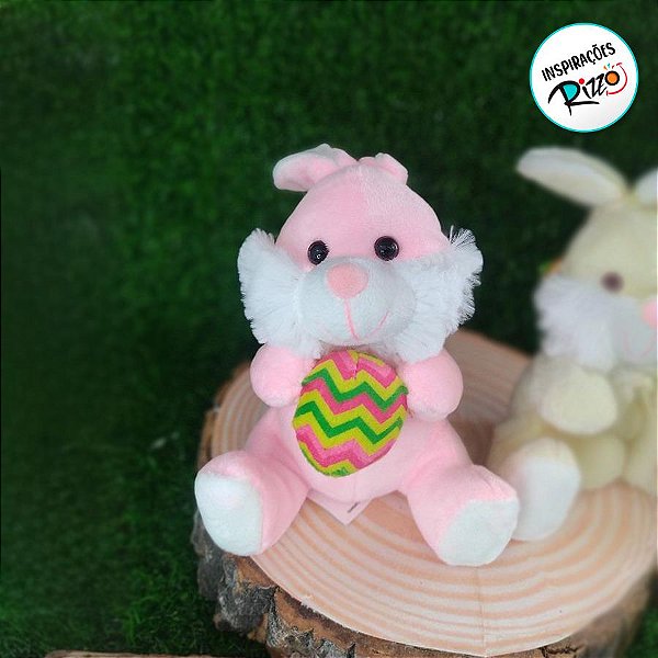 Coelho de Pelúcia Rosa - 15cm - 1 unidade - Rizzo