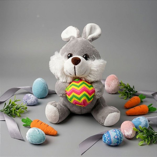 Coelho de Pelúcia Cinza - 15cm - 1 unidade - Rizzo