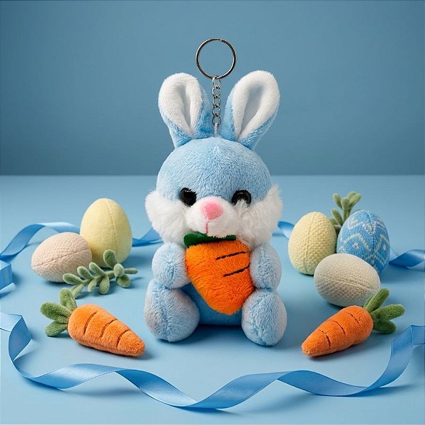 Chaveiro Coelho de Pelúcia Azul - 13cm - 1 unidade - Rizzo