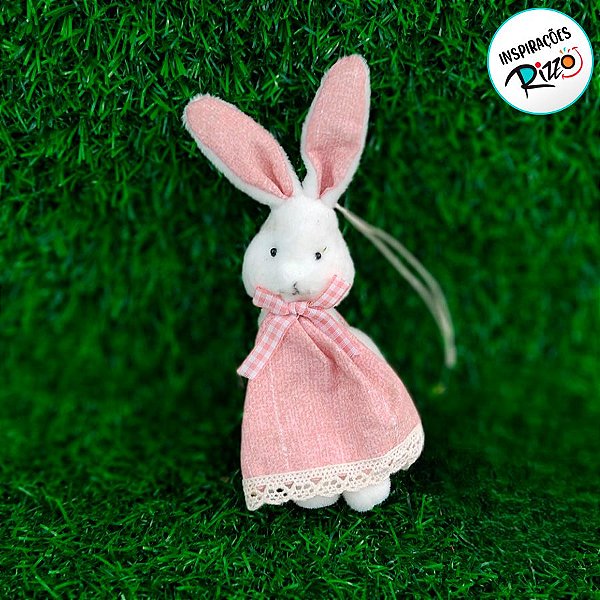 Coelho Decorativo Vestido Rosa - 15cm - 1 unidade - Cromus - Rizzo