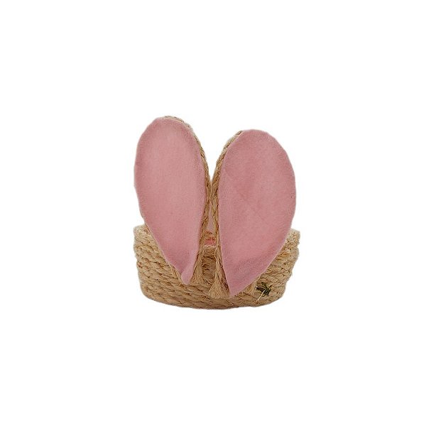 Cestinha de Sisal - Coelho de Páscoa Rosa - 10x5cm - 1 unidade - Rizzo