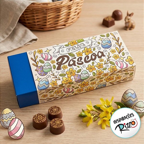 Capa Caixa de Chocolate Feliz Páscoa - Ref. 861 - 3 unidades - Erika Melkot - Rizzo