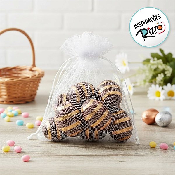 Saco de Ovos de Codorna para Pendurar - Marrom e Dourado - 9 unidades - Cromus - Rizzo