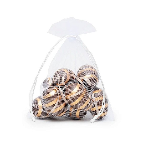 Saco de Ovos de Codorna para Pendurar - Marrom e Dourado  - 9 unidades - Cromus - Rizzo